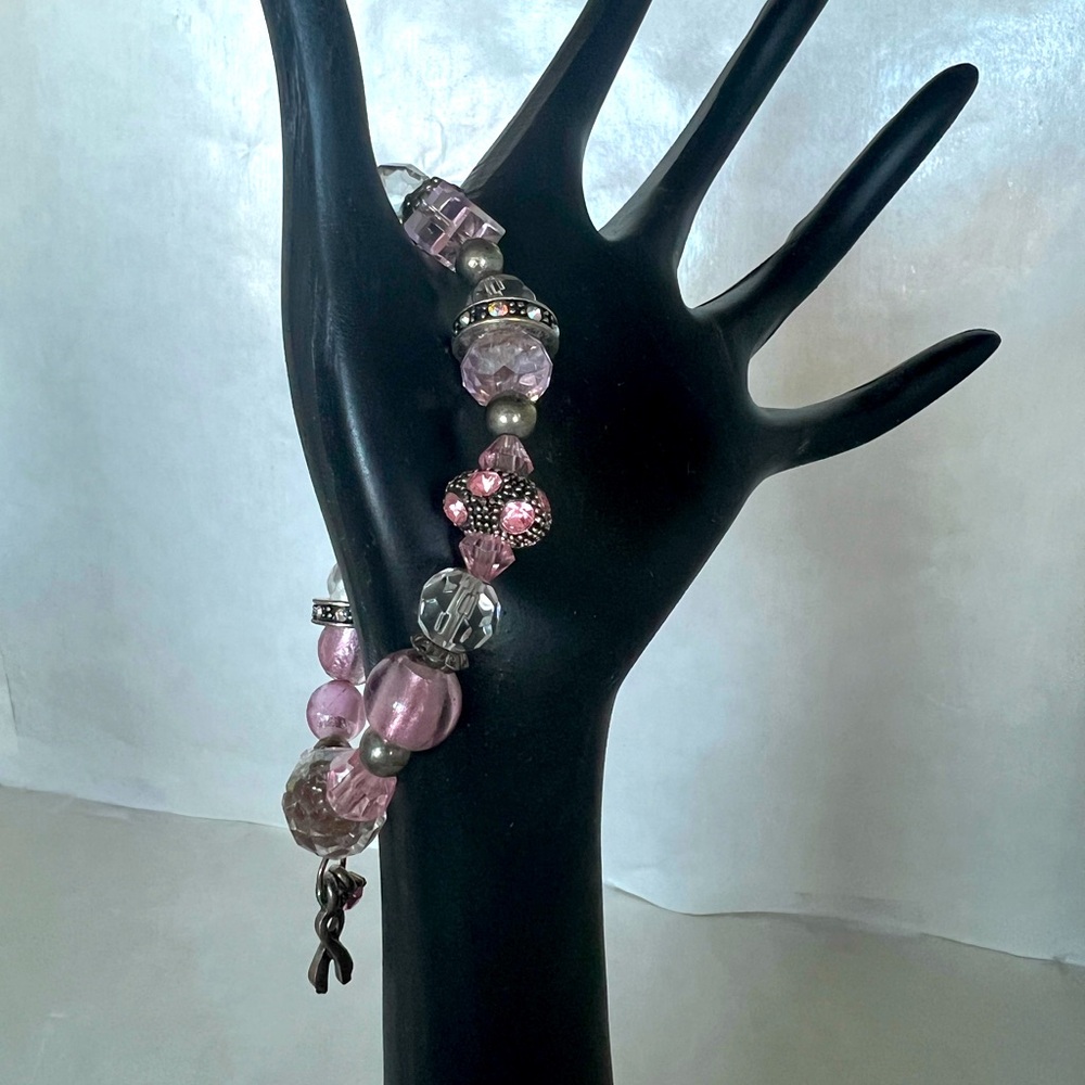 Pink Breast Cancer Awareness Beaded bracelet